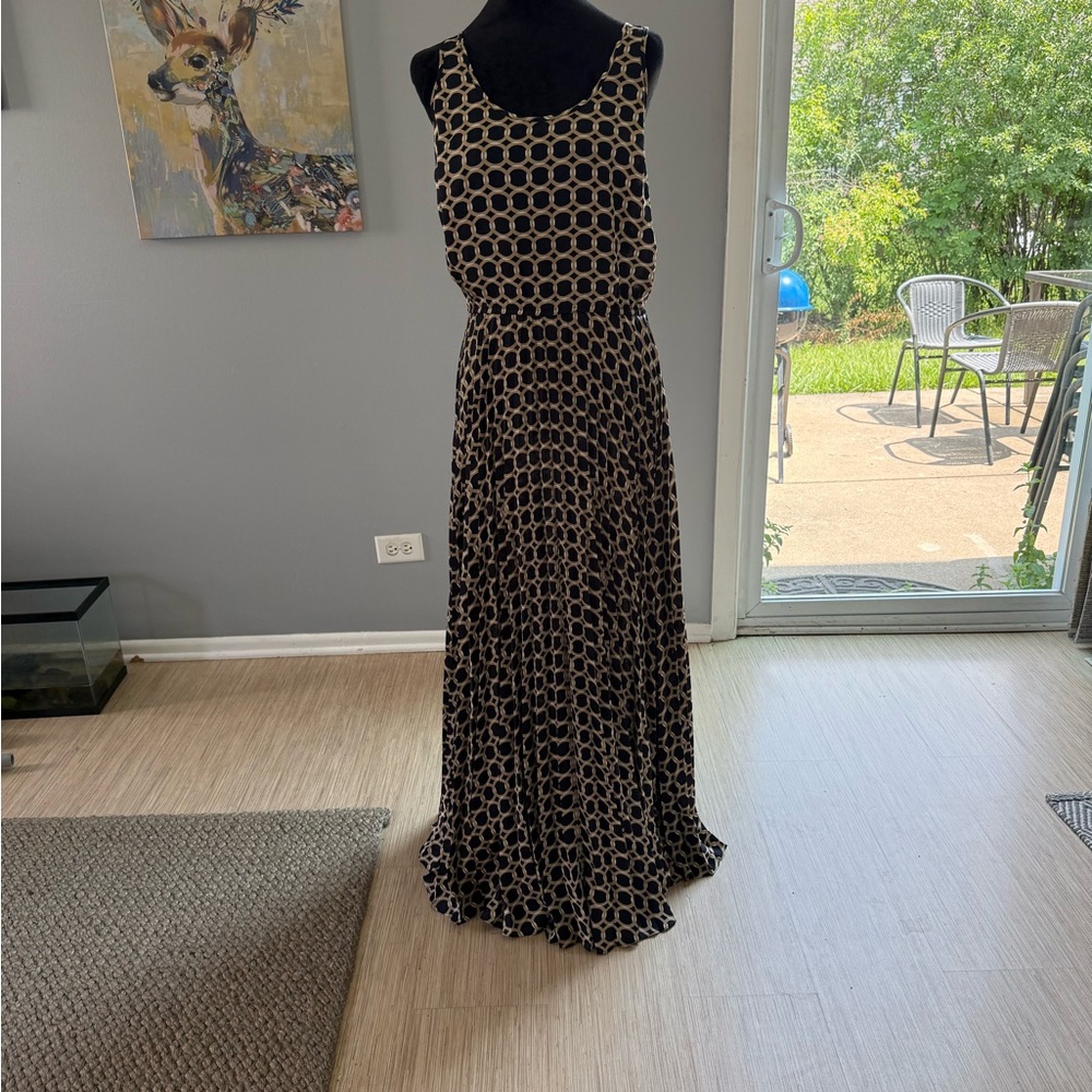 Michael Kors Black and Gold Geometric Maxi Dress size M